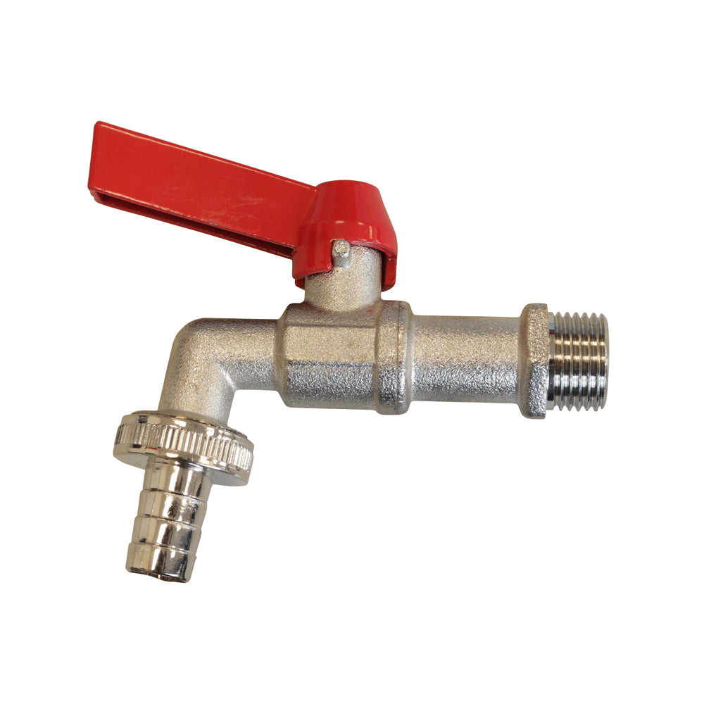 Kugelauslaufventil schwer, AG 1/2" - Tülle 1/2", aus Messing