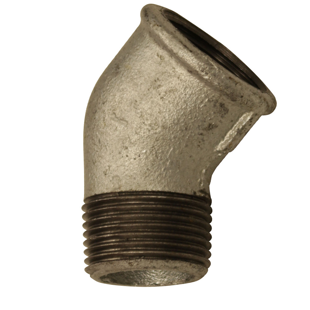 Winkel 45°, IG 1/2" - AG 1/2", aus Temperguss