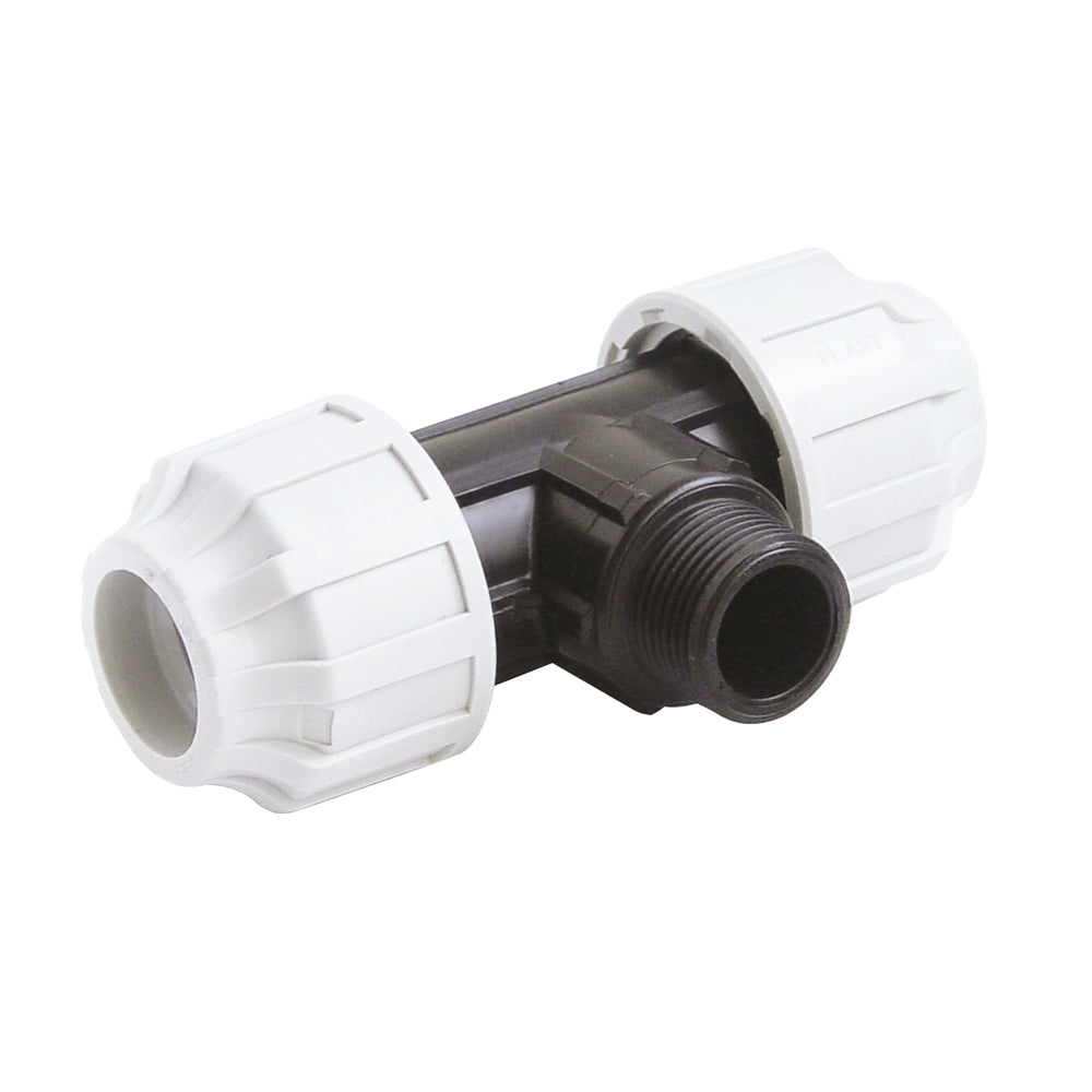 T-Stück, 2 x Verschraubung 63 - 63mm, AG 2", aus Plastik