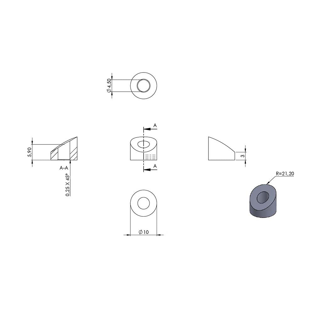 Formanschluss ø 10mm, für 42,4mm Pfosten, für M4 Gewinde, mit Steigung 28-32°
