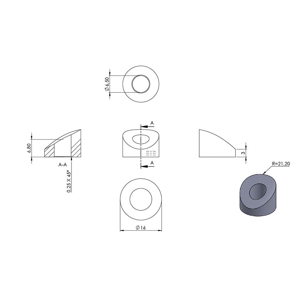 Formanschluss ø 14mm, für 42,4mm Pfosten, für M6 Gewinde, mit Steigung 28-32°