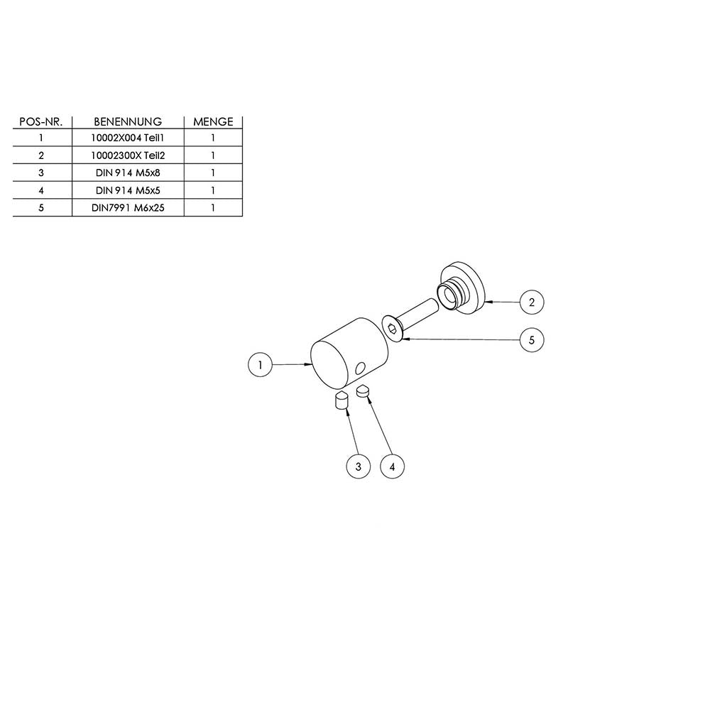 Seilhalter ø 22mm, flacher Anschluss, für ø 4mm Seil