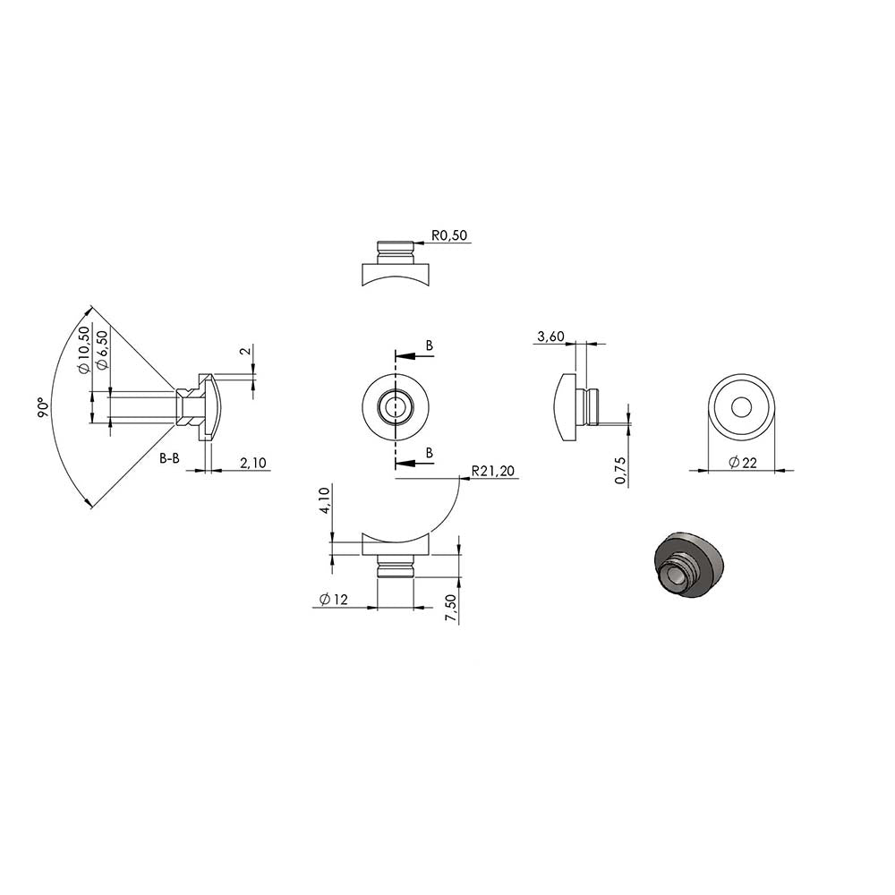Seilhalter ø 22mm, Anschluss ø 42,4mm, für ø 4mm Seil