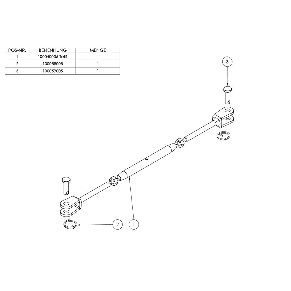 Wantenspanner mit beidseitiger Gabel, mit M5 Gewinde