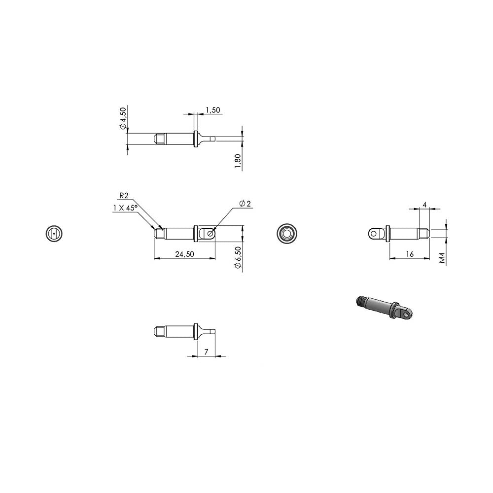Schäkel, für ø 4mm Seil, M4
