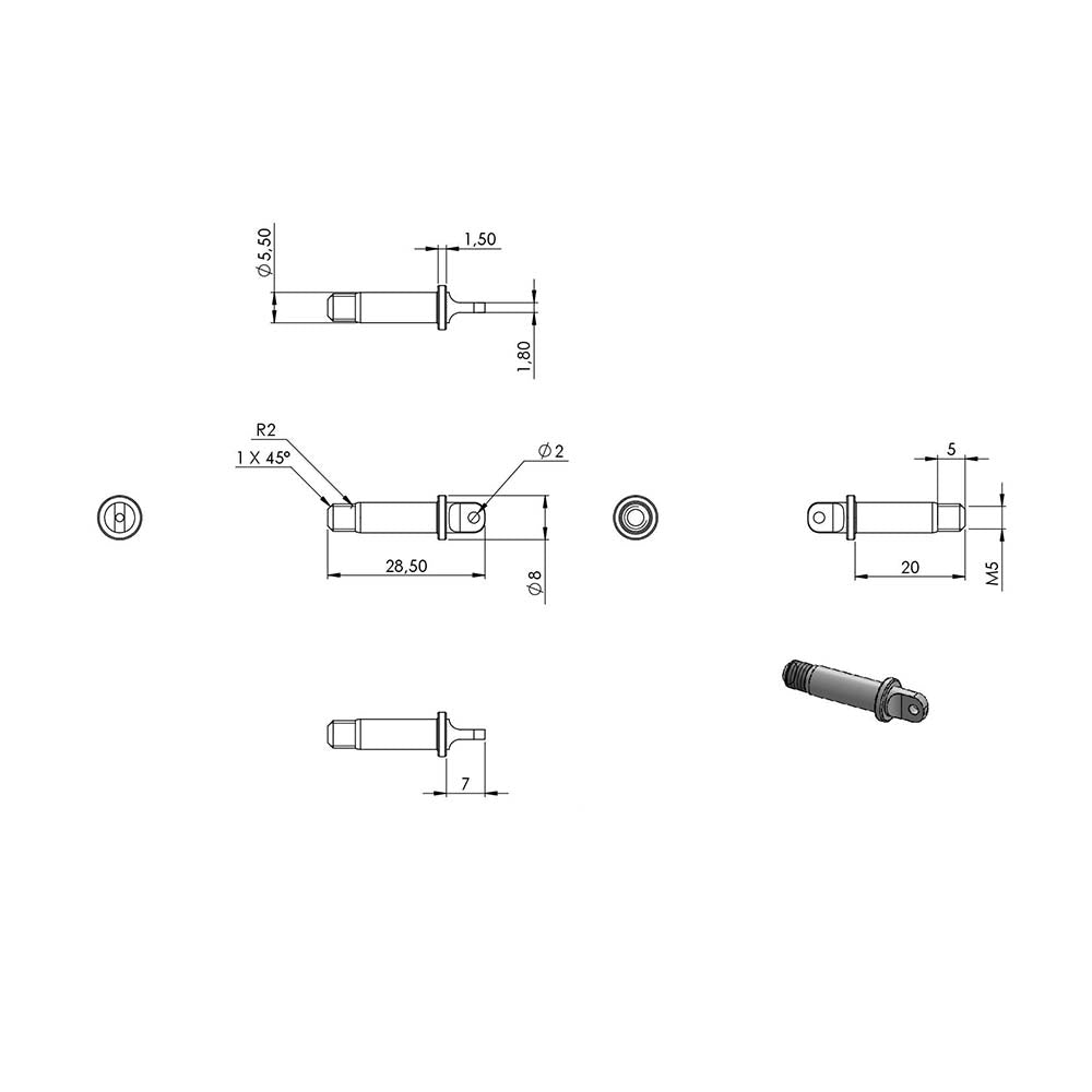 Schäkel, für ø 5mm Seil, M5