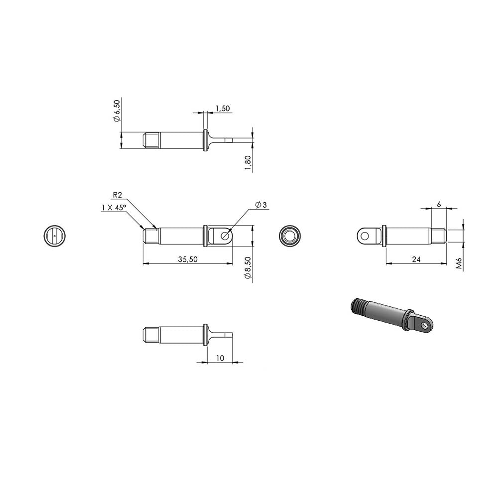 Schäkel, für ø 6mm Seil, M6