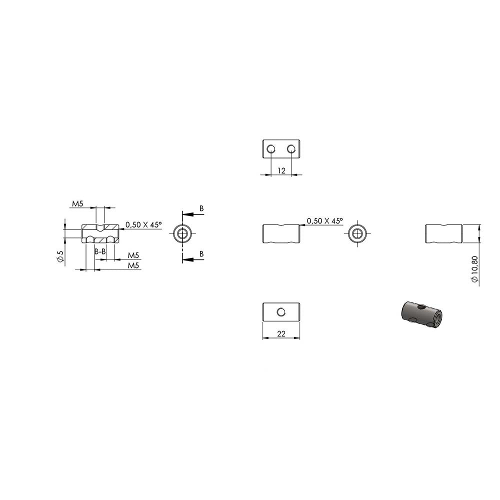 Gewindeterminal zur Selbstmontage mit Gelenk, für Pfosten ø 42,4 mm und ø 4mm Seil