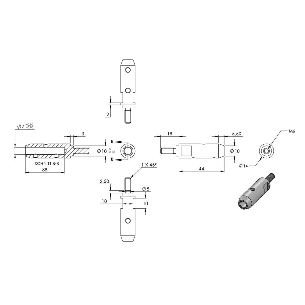 Seilhalter zum Schrauben und Spannen für ø 6mm Seil