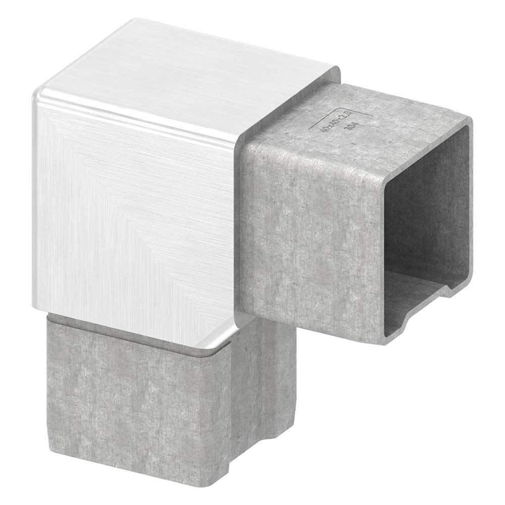 90° Ecke zum Stecken, für Rohr 40 x 40 x 2,0mm