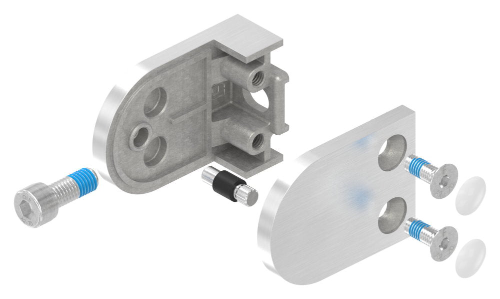 Glasklemme Modell 12, flacher Anschluss, für Glasstärke 1,5 - 10,76mm