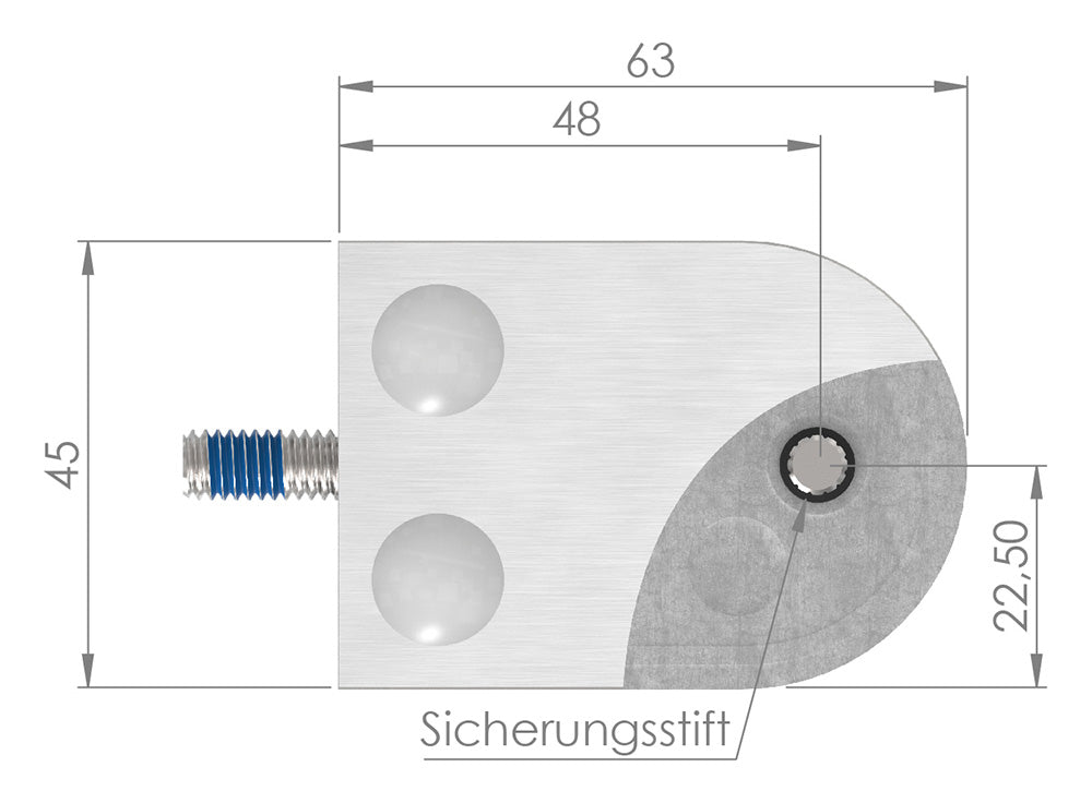 Glasklemme Modell 12, Anschluss für ø 48,3mm Rohr, für Glasstärke 1,5 - 10,76mm