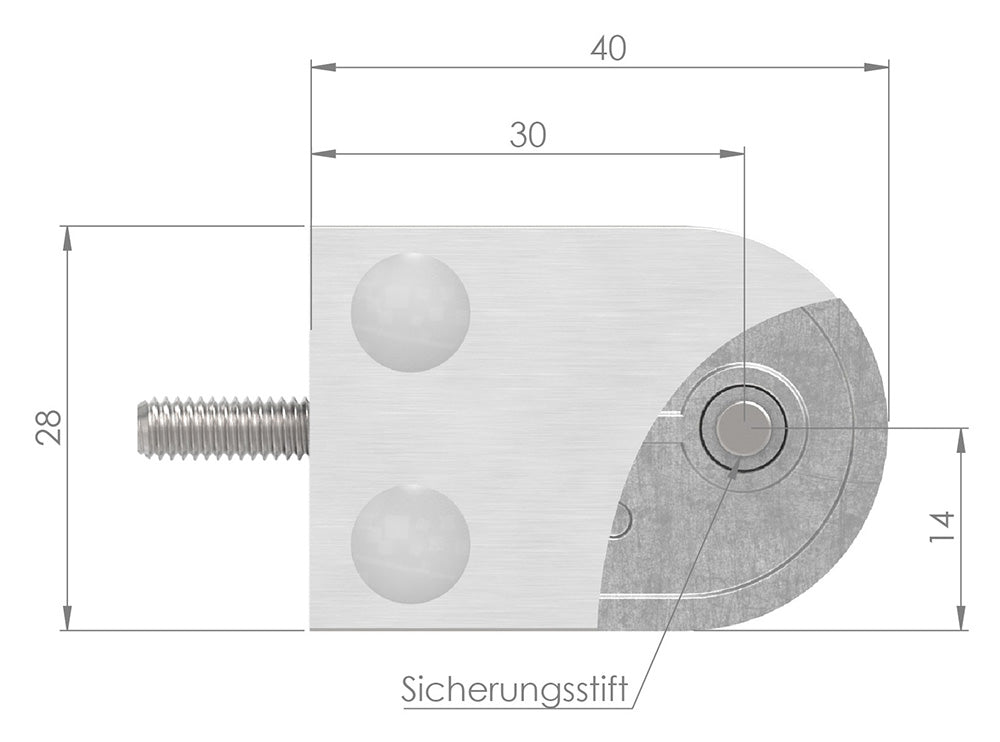 Glasklemme Modell 16, Anschluss für ø 33,7mm Rohr, für Glasstärke 1,5 - 8,76mm