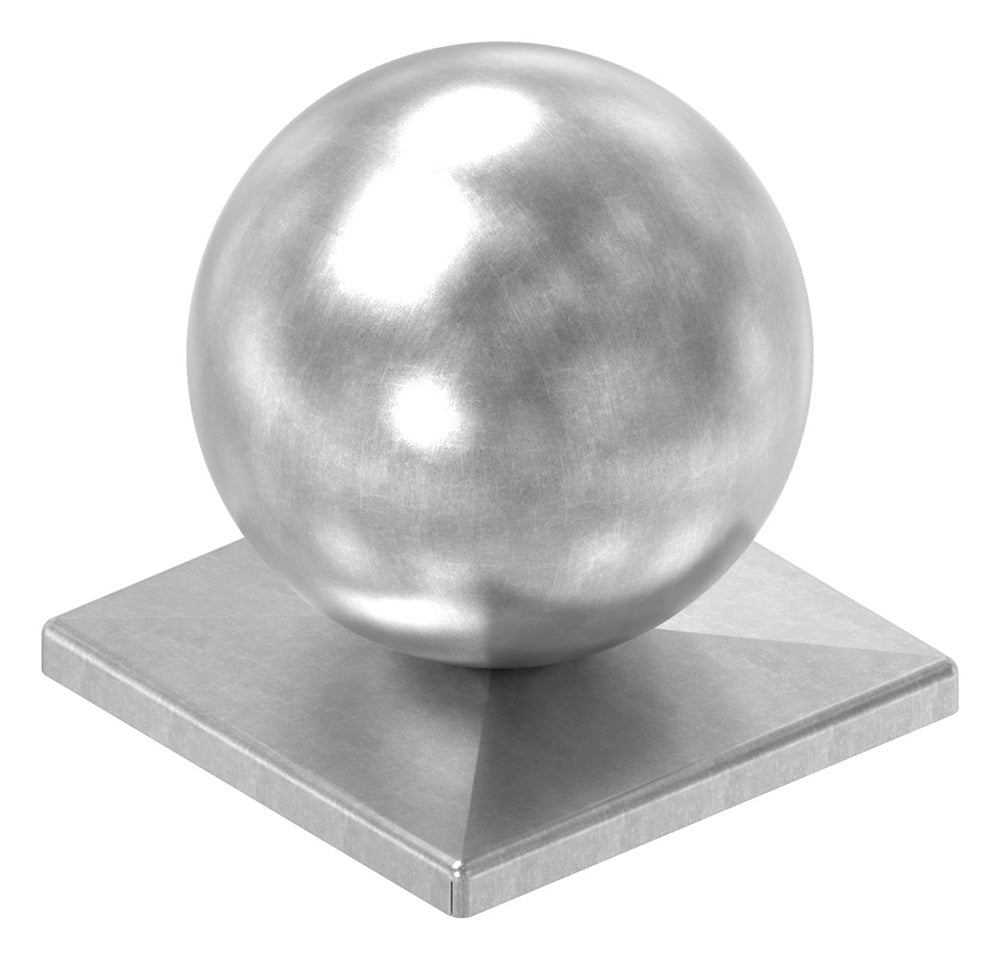 Pyramidenkappe mit Hohlkugel ø 100mm, für Quadratrohr 100 x 100mm, Stahl roh