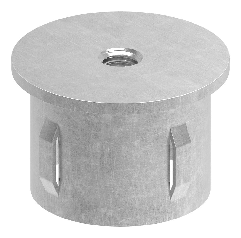 Stahleinschlagstopfen für Rohr ø 42,4mm, mit Wandstärke 2,5-2,9mm, flach, mit Gewinde M8