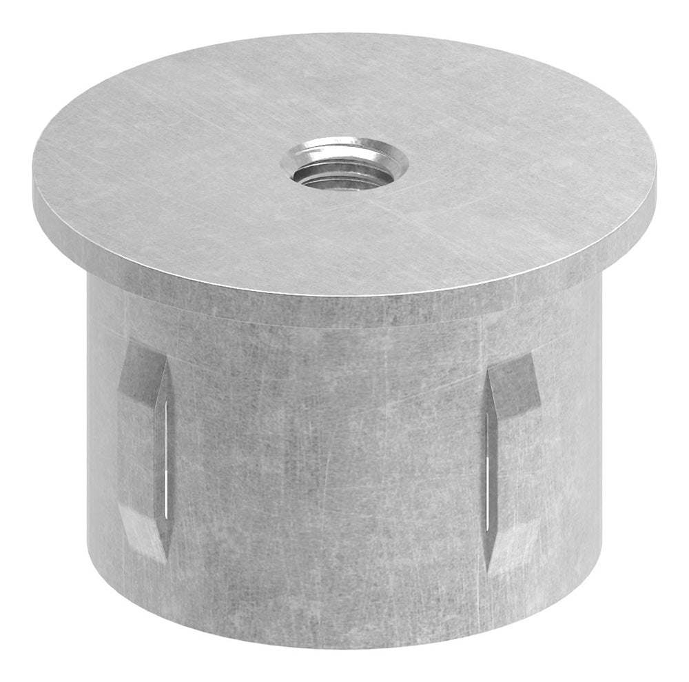 Stahleinschlagstopfen für Rohr ø 42,4mm, mit Wandstärke 3,0-3,5mm, flach, mit Gewinde M8