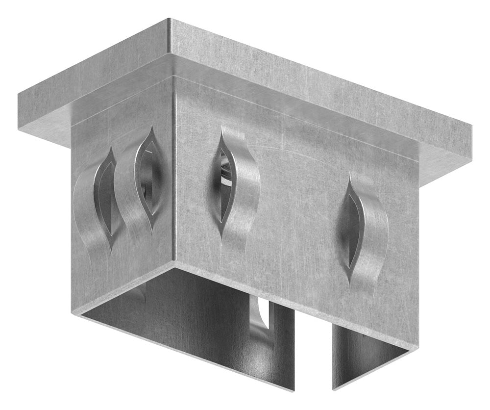 Stahleinschlagstopfen für Quadratrohr 50 x 30mm, mit Wandstärke 2,0-3,0mm, flach, mit Gewinde M8 für Rechteckrohr