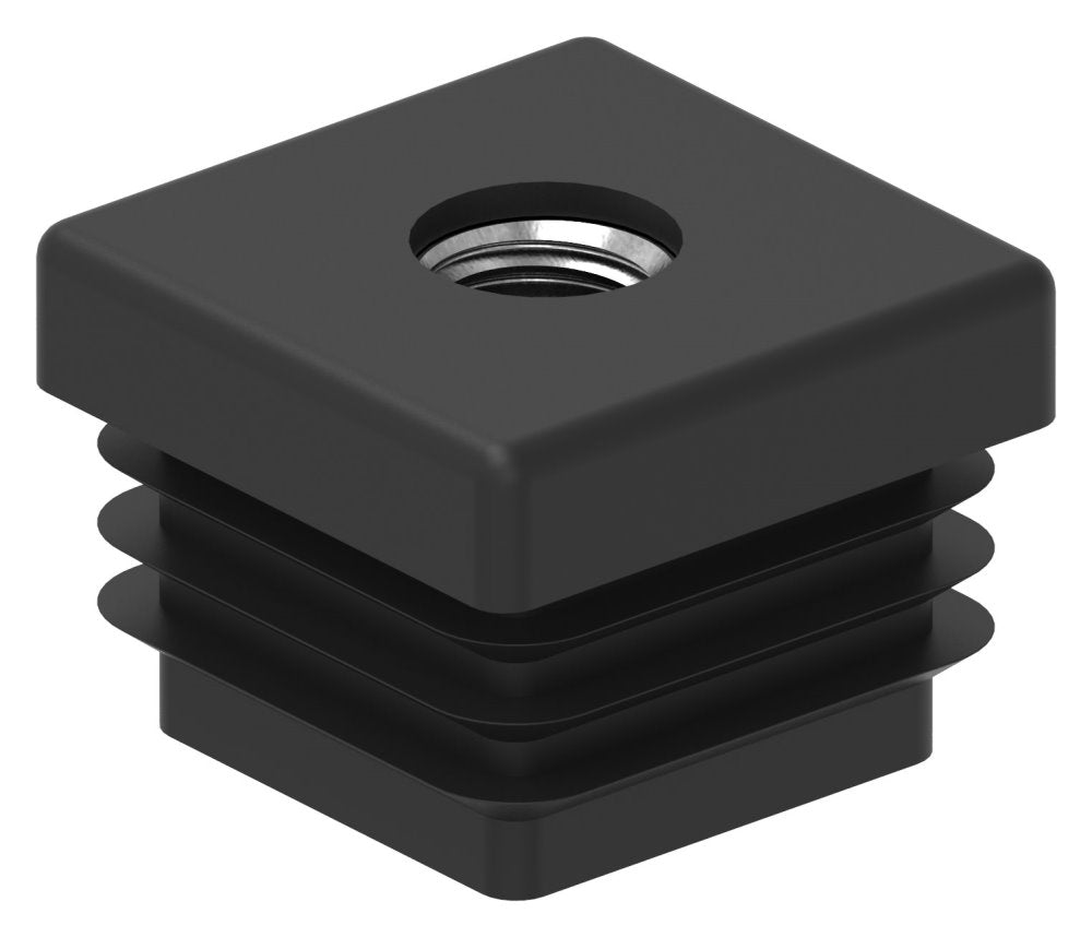 Kunststoffkappen für Quadratroh 30x30mm, mit Wandstärke 2,0mm, mit Innengewinde M10