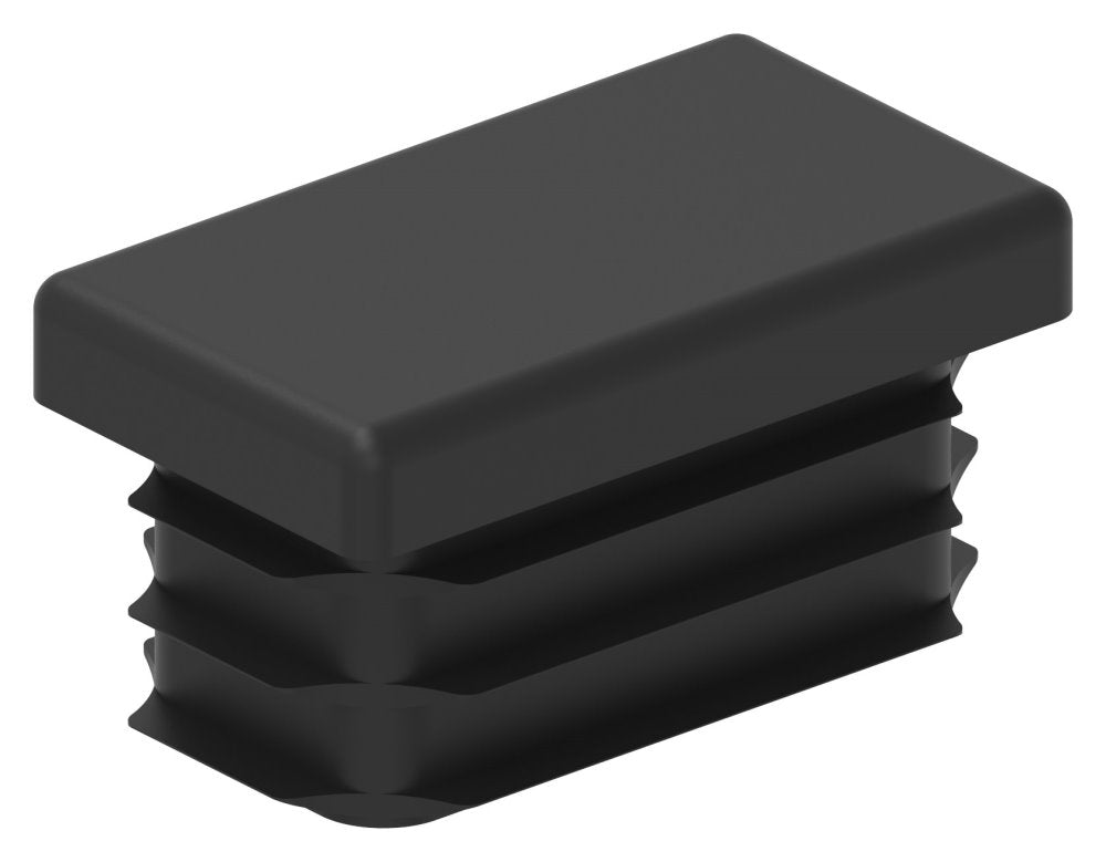 Kunststoff Einsteckkappe für Rechteckrohre 35 x 20mm mit Wandstärke 1,5-2,0mm, in Schwarz