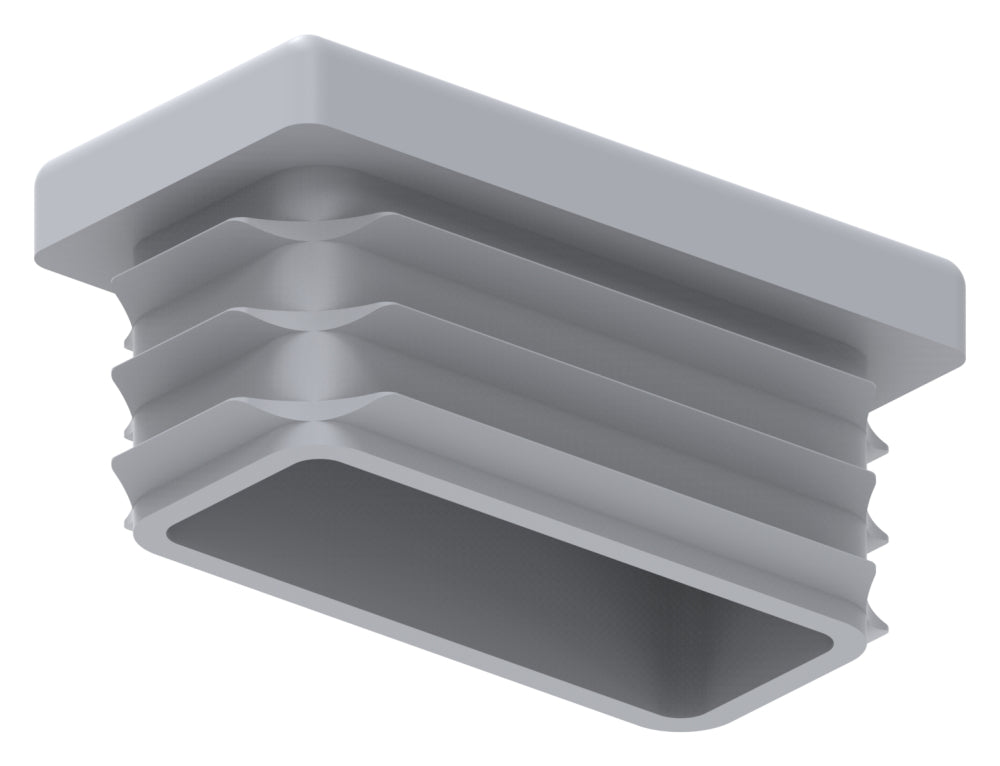 Kunststoff Einsteckkappe für Rechteckrohre 40 x 20mm mit Wandstärke 1,0-3,0mm, in Grau