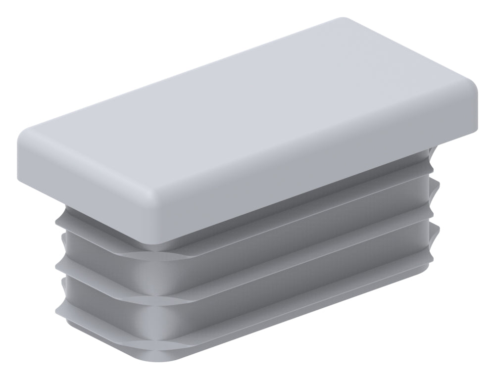 Kunststoff Einsteckkappe für Rechteckrohre 40 x 20mm mit Wandstärke 1,0-3,0mm, in Grau