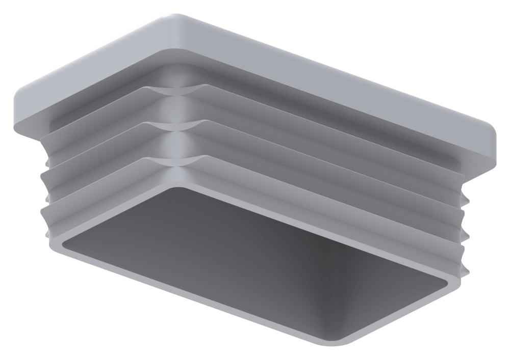 Kunststoff Einsteckkappe für Rechteckrohre 50 x 30mm mit Wandstärke 1,5-2,0mm, in Grau