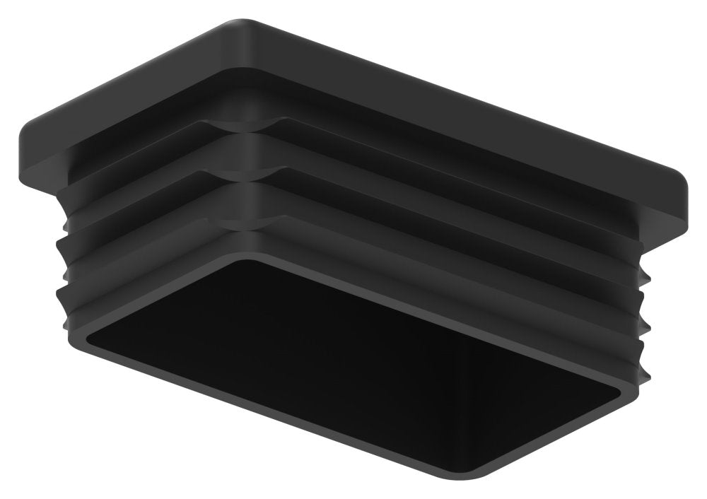 Kunststoff Einsteckkappe für Rechteckrohre 50 x 30mm mit Wandstärke 1,5-2,0mm, in Schwarz