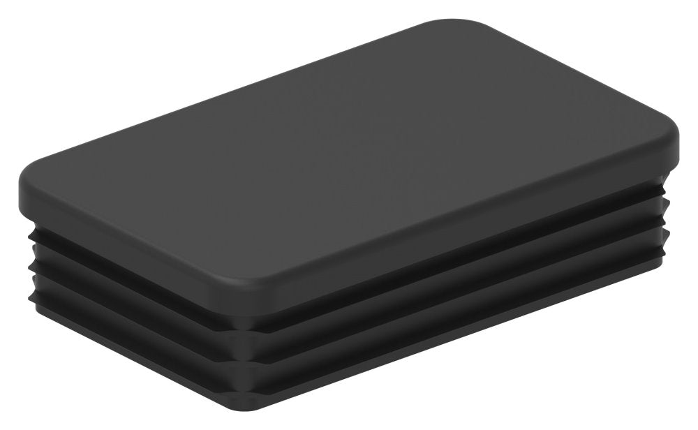 Kunststoff Einsteckkappe für Rechteckrohre 80 x 50mm mit Wandstärke 2,0-4,0mm, in Schwarz