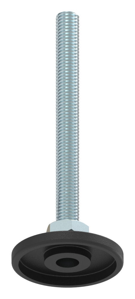Stellfuß aus Kunststoff, M10 x 100, mit Justierschraube, mit Fuß ø 48mm