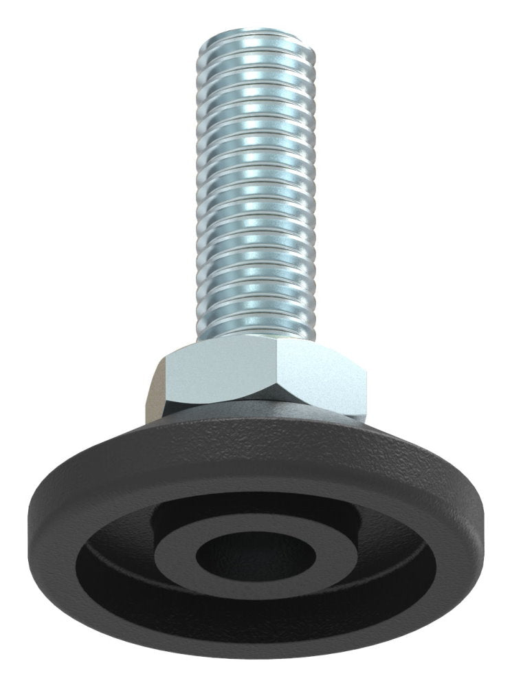 Stellfuß aus Kunststoff, M10 x 30, mit Justierschraube, mit Fuß ø 38mm