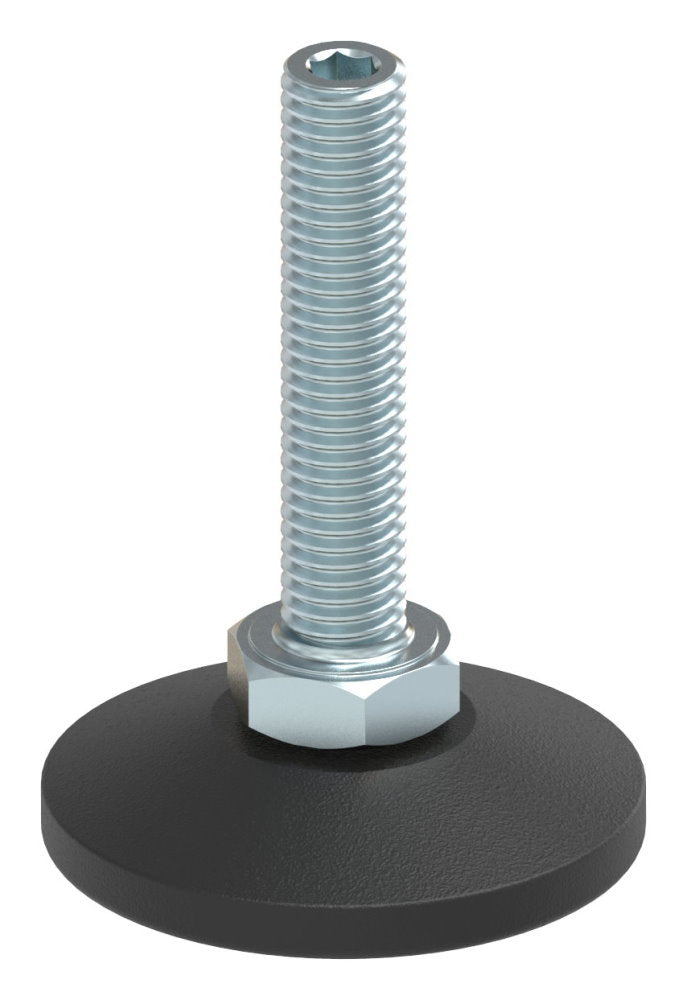 Stellfuß aus Kunststoff, M10 x 50, mit Justierschraube, mit Fuß ø 48mm