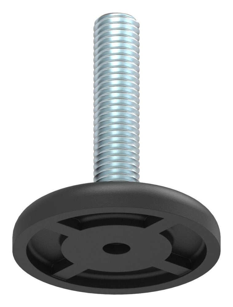 Stellfuß aus Kunststoff, M10 x 47, mit Bodenausgleichschraube, mit Fuß ø 45mm