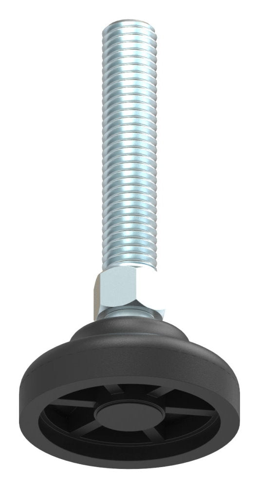 Schwerlast-Maschinenfuß mit Kugelgelenk, M10 x 50, mit Fuß ø 40mm