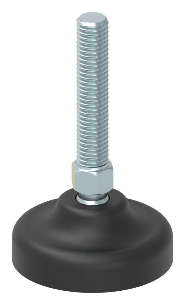 Schwerlast-Maschinenfuß mit Kugelgelenk, M10 x 50, mit Fuß ø 50mm