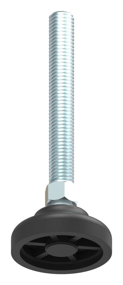 Schwerlast-Maschinenfuß mit Kugelgelenk, M10 x 75, mit Fuß ø 40mm