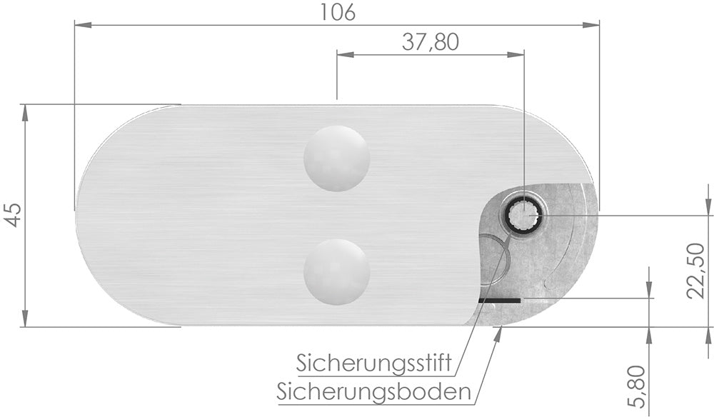 Sichtschutzklemme Modell 25 (Mittelklemme), Glas beidseitig, flacher Anschluss, für Glasstärke 1,5 - 12,76mm