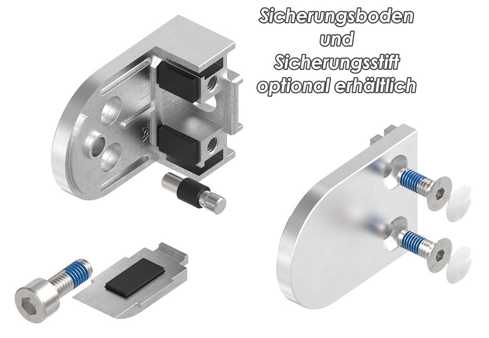 Glasklemme Modell 38, flacher Anschluss, für Glasstärke 1,5 - 12,76mm