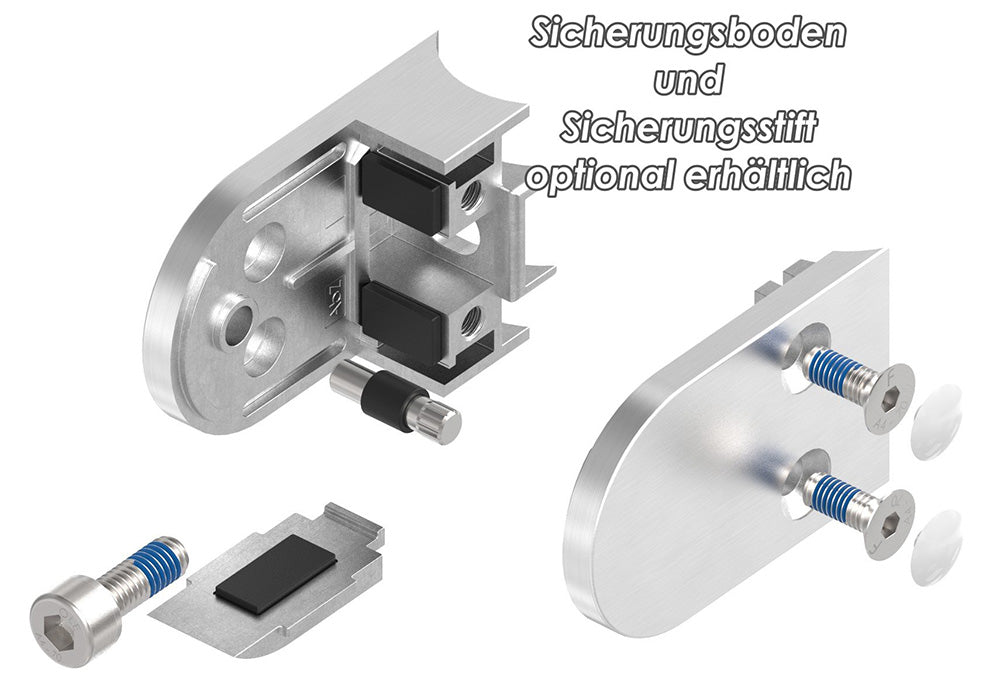 Glasklemme Modell 38, Anschluss für ø 33,7mm Rohr, für Glasstärke 1,5 - 12,76mm