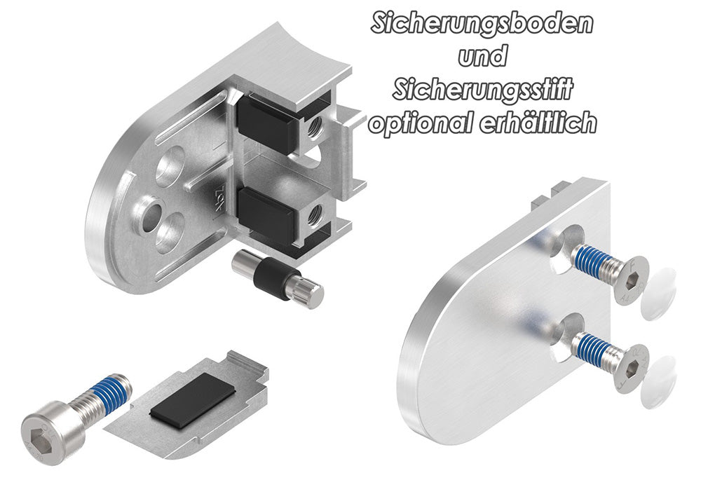 Glasklemme Modell 38, Anschluss für ø 60,3mm Rohr, für Glasstärke 1,5 - 12,76mm