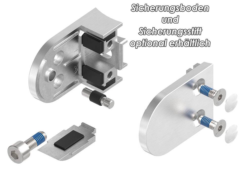 Glasklemme Modell 38, Anschluss für ø 76,1mm Rohr, für Glasstärke 1,5 - 12,76mm