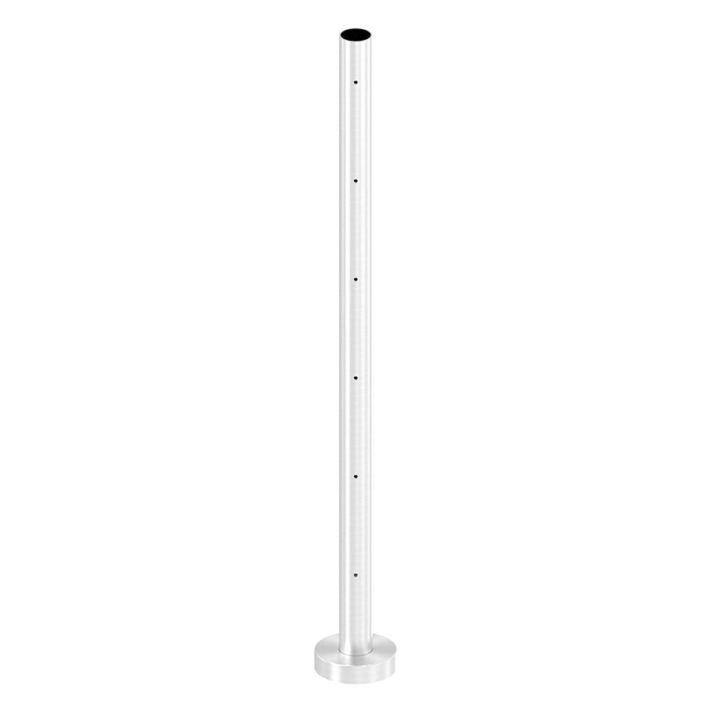 Edelstahlpfosten zur Bodenmontage 42,4mm, L= 880mm mit 6x Gewinde für Stabhalter