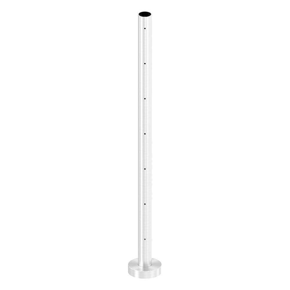Edelstahlpfosten zur Bodenmontage 42,4mm, L= 880mm mit 7x Gewinde für Stabhalter