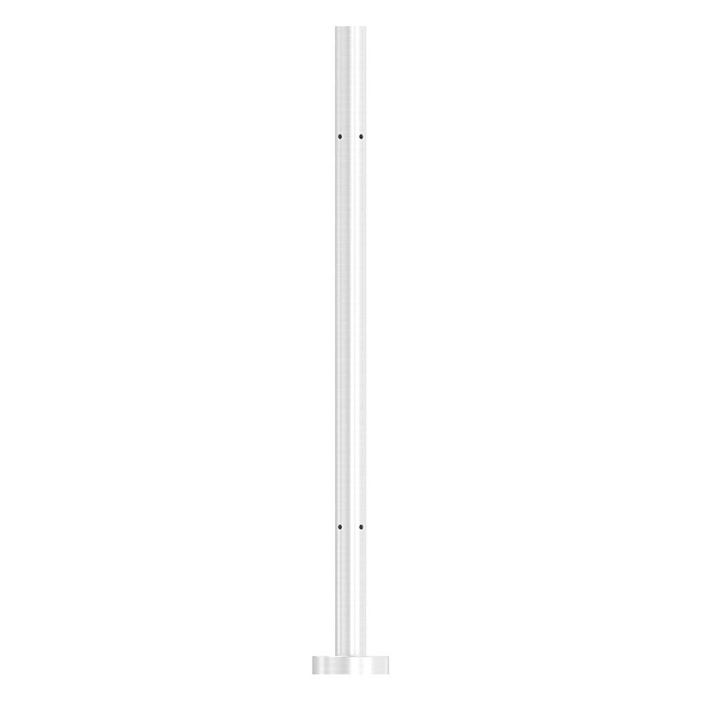 Edelstahlpfosten "Eckpfosten" zur Bodenmontage 42,4mm, L= 880mm mit 4x Gewinde für Glasklemme nach Wahl