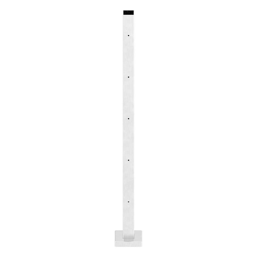 Vierkantpfosten zur Bodenmontage 40 x 40mm, L= 880mm mit 5x Gewinde für Stabhalter