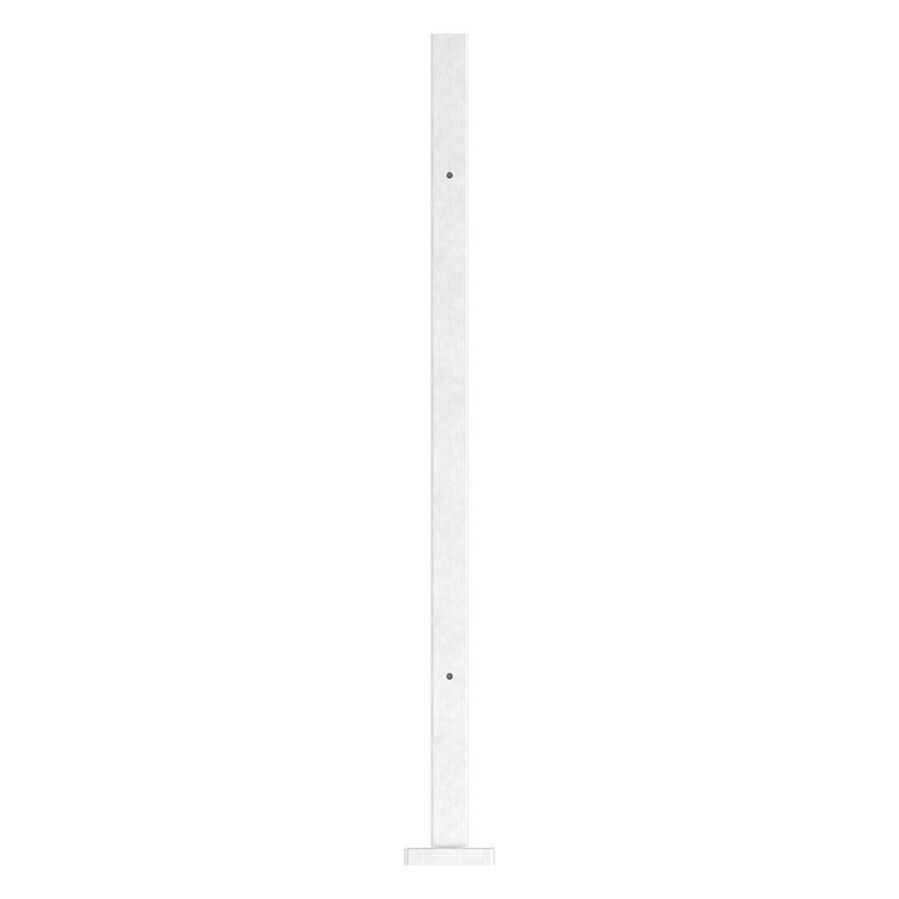 Vierkantpfosten "Endpfosten" zur Bodenmontage 40 x 40mm, L= 880mm mit 2x Gewinde für Glasklemme nach Wahl