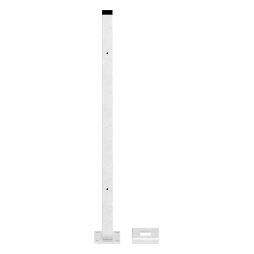 Vierkantpfosten "Mittelpfosten" zur Bodenmontage 40 x 40mm, L= 880mm mit 4x Gewinde für Glasklemme nach Wahl