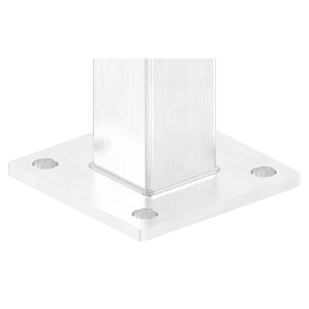 Vierkantpfosten "Eckpfosten" zur Bodenmontage 40 x 40mm, L= 880mm mit 4x Gewinde für Glasklemme nach Wahl