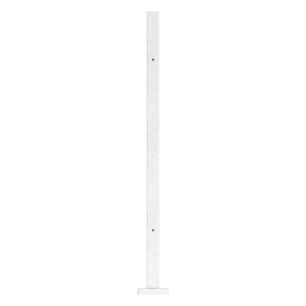 Vierkantpfosten "Eckpfosten" zur Bodenmontage 40 x 40mm, L= 880mm mit 4x Gewinde für Glasklemme nach Wahl