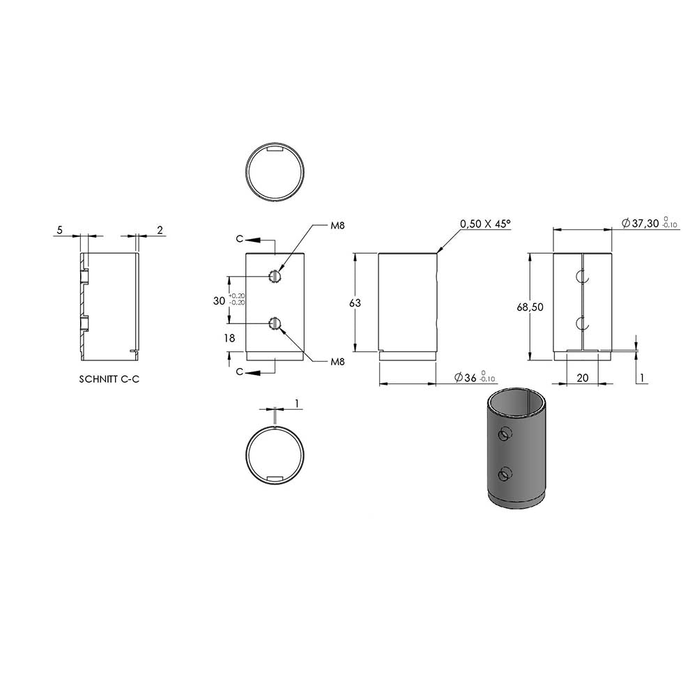 Wand- und Bodenanker, Platte 100 x 6mm mit Fase, mit 3 x ø 11mm Bohrungen, für Rohr 42,4 x 2,6mm