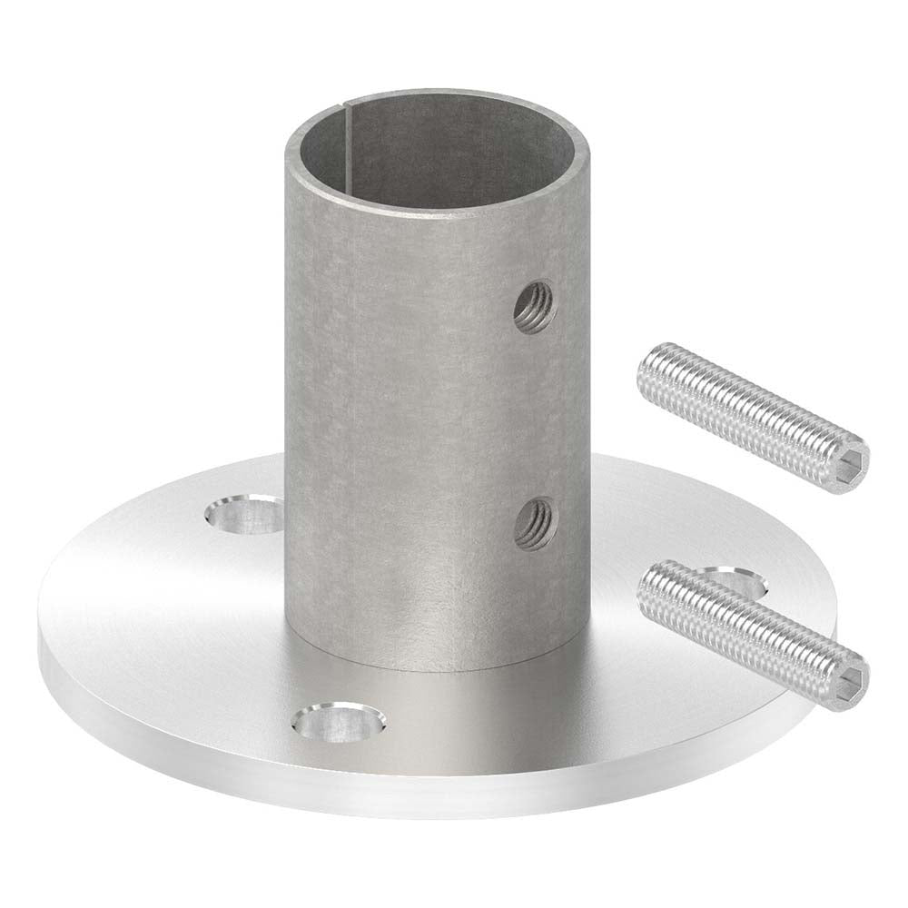 Wand- und Bodenanker, Platte 100 x 6mm mit Fase, mit 3 x ø 11mm Bohrungen, für Rohr 42,4 x 2,0mm